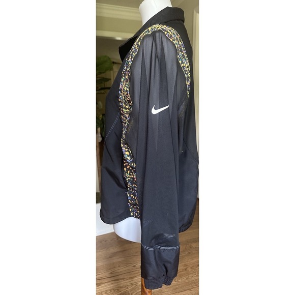 Nike Running Jacket Small Black Multicolor Print Mesh Back Reflective - Picture 4 of 9